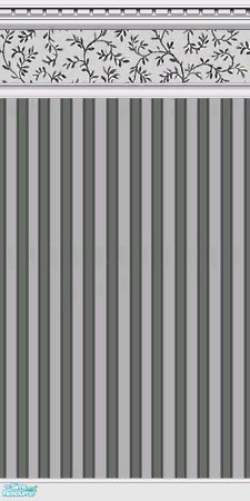 Sims 2 — Black & White Scrollwork wall 3 by tamlfra — Three wallpapers available, with a beautiful matching bedding