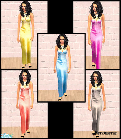 Sims 2 — FormalGowns~Grace~ by Recomecar — A set of five stylish, shiny and sexy satin evening gowns. Necklace included.