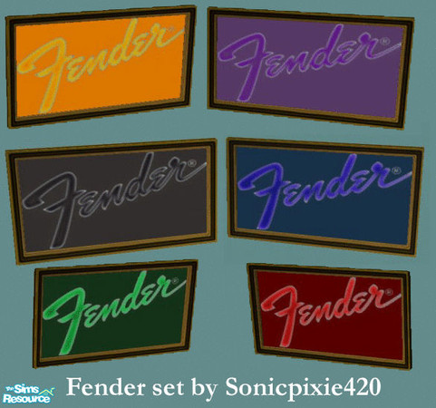 Sims 2 — Fender guitars logo by sonicpixie420 — For Fender players - framed logo posters in 6 colors.