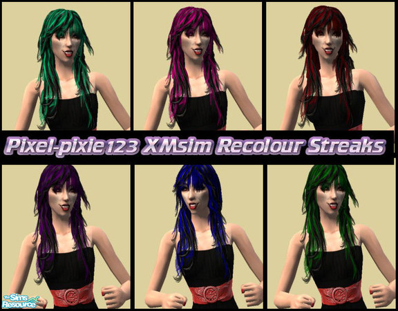 Sims 2 — XMSims Hair Recolour with Streaks by Pixel-pixie123 — This is the set of my XMsims recolour with streaks.