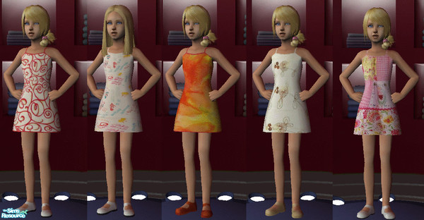 Sims 2 — short dresses by gommel22 — A set of five trendy shortdresses in different colours for your little simgirls.
