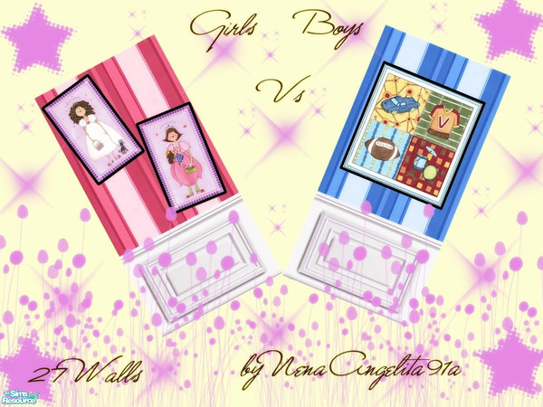 Sims 2 — Girls VS Boys Walls by NenaAngelita91a — This set 27 walls. I hope you like!!!!!!! 