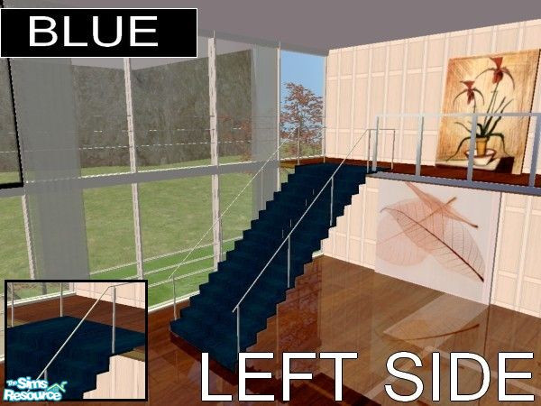 Sims 2 — The Panoramic stairs set - Blue recolor LEFT by kibanahnah — From a set of 2 stairs with an upper part.Original