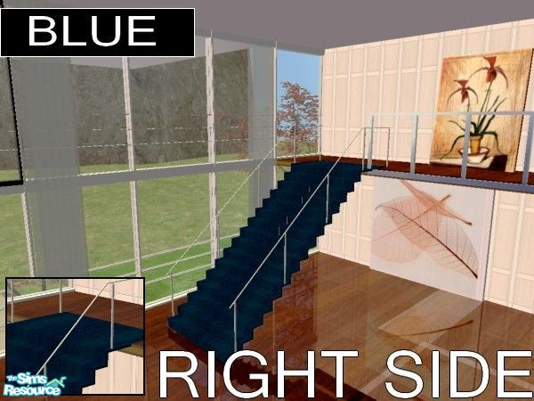 Sims 2 — The Panoramic stairs set - Blue recolor RIGHT by kibanahnah — From a set of 2 stairs with an upper part.Original