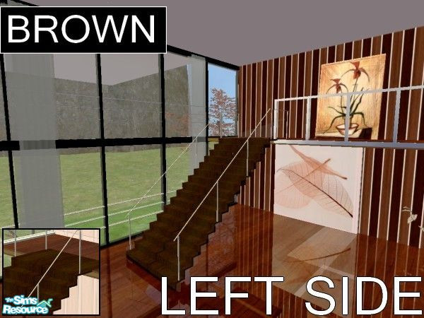 Sims 2 — The Panoramic stairs set - Brown recolor LEFT by kibanahnah — From a set of 2 stairs with an upper part.Original
