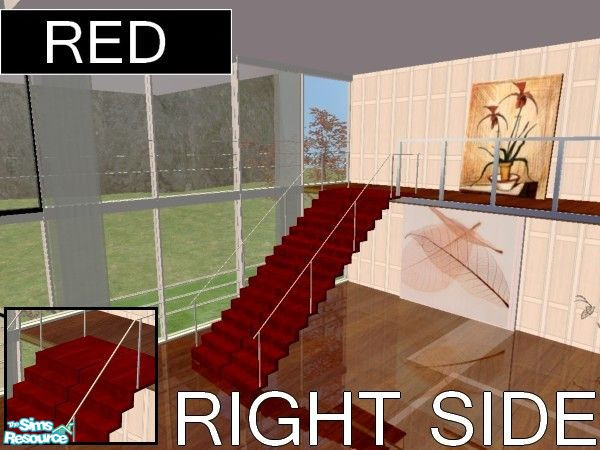 Sims 2 — The Panoramic stairs set - Red recolor RIGHT by kibanahnah — From a set of 2 stairs with an upper part.Original