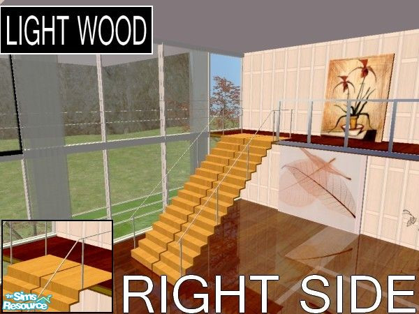 Sims 2 — The Panoramic stairs set - Light wood recolor RIGHT by kibanahnah — From a set of 2 stairs with an upper