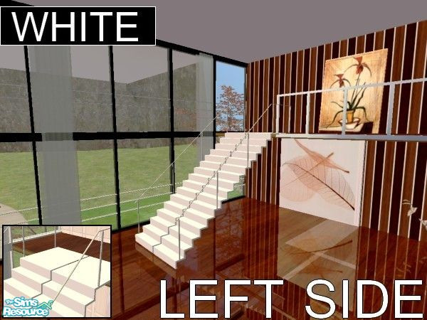 Sims 2 — The Panoramic stairs set - White recolor LEFT by kibanahnah — From a set of 2 stairs with an upper part.Original