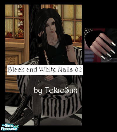 Sims 2 — Black and White Nails 02 by TokioSim — by Luxi (TokioSim)