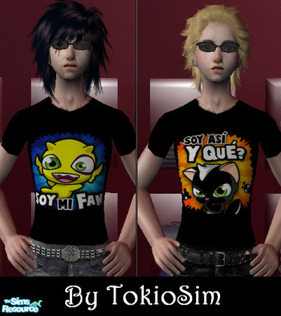 Sims 2 — Two Funky Punky Pinky POW! T-shirts by TokioSim — for teen male two recolors...don\'t need mesh