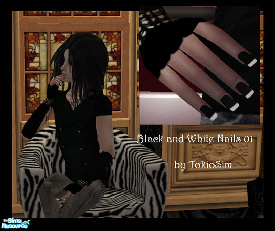 Sims 2 — Black and White Nails 01 by TokioSim — by Luxi (TokioSim)