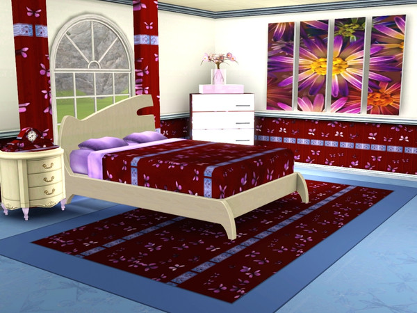 Sims 3 — marcorse_burgandywings by marcorse — Figured brocade ribbon laced through butterfly printed fabric for this