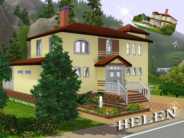 Sims 3 — Helen by matomibotaki — Cute house for sims3.Entrance, kitchen with dinning-area, livingroom with chimney and