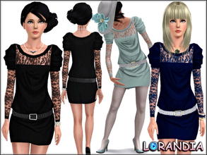 Sims 3 — Lace dress by LorandiaSims3 — Lace dress for your sims3 females casual and formal wardrobe. 3 recolorable areas,
