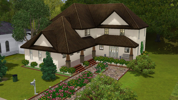 Sims 3 — Family Ties by oldmember_AnimeSimChick08 — 3 BR 1.5 BTH Tradtional style L-shaped home with two car driveway and