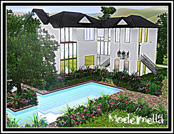 Sims 3 — Modernella by Bugab00 — An extremely large modern home with plenty of rooms and even more space. Surrounded