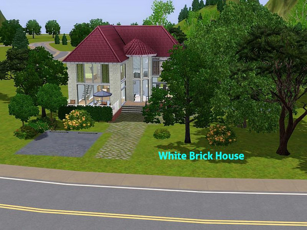Sims 3 — White Brick House by DO5NBR — Pretty house for your sims with livingroom, kitchen, diningroom, 2 terraces on the