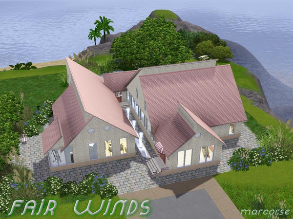 Sims 3 — Fair Winds by marcorse — Like sails set for the fairest of winds, the roofline of this clifftop residence is