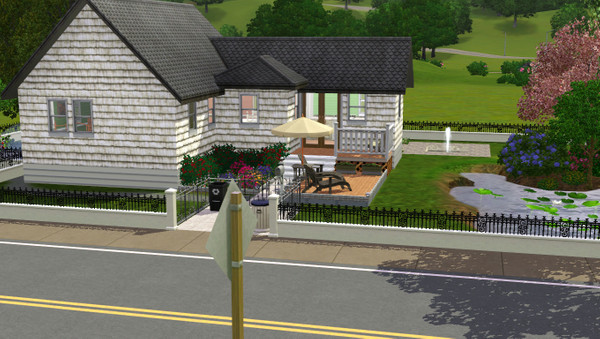 Sims 3 — Everett House by cadiva — A one bedroom house with small study area, bathroom and dining off the lounge. Outside