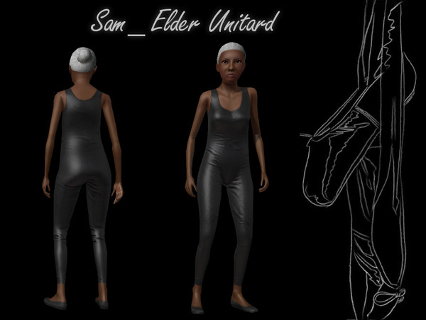 Sims 3 — Sam_Elder Unitard by frisbud — Another exercise outfit for your Sims. Ballet slipper sketch by Andy Warhol.