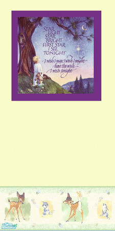 Sims 2 — nursary rhyms 5 by skinflin — pastel yellow wall with childrens nursery rhyms