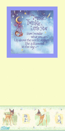 Sims 2 — nursary rhyms 4 by skinflin — pastel yellow wall with childrens nursery rhyms