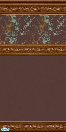 Sims 2 — jsf2WalnutRailChocolateSprigs by jsf — Its all about chocolate strewn with teal sprigs in carved walnut