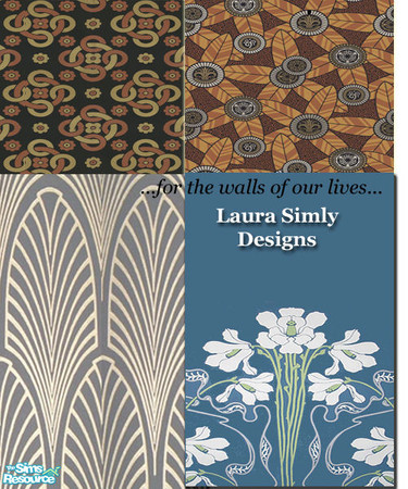 Sims 2 — Laura Simly Designs Art Deco Wallpaper Collection by debs913 — Four authentic deco period designs: brick red,