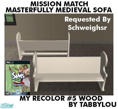 Sims 2 — TL - MM MasterfullyMedievalSofa Recolor05Wd by TabbyLou — My Recolor #5 Wood Recolor of Masterfully Medieval