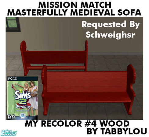 Sims 2 — TL - MM MasterfullyMedievalSofa Recolor04Wd by TabbyLou — My Recolor #4 Wood Recolor of Masterfully Medieval