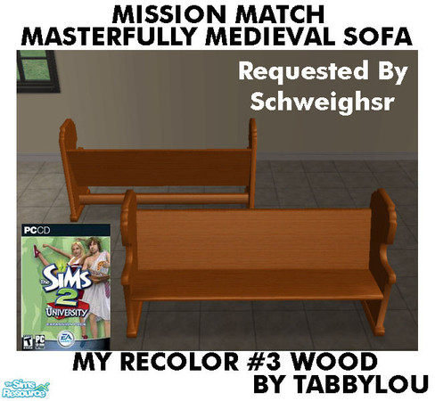 Sims 2 — TL - MM MasterfullyMedievalSofa Recolor03Wd by TabbyLou — My Recolor #3 Wood Recolor of Masterfully Medieval
