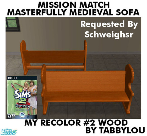 Sims 2 — TL - MM MasterfullyMedievalSofa Recolor02Wd by TabbyLou — My Recolor #2 Wood Recolor of Masterfully Medieval