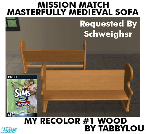 Sims 2 — TL - MM MasterfullyMedievalSofa Recolor01Wd by TabbyLou — My Recolor #1 Wood Recolor of Masterfully Medieval