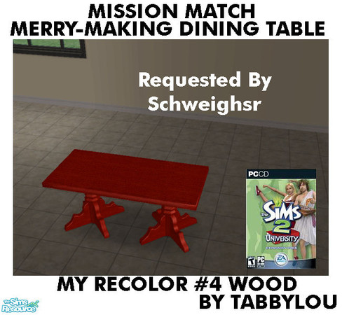 Sims 2 — TL - MM Merry-makingMedDiningTable Recolor04Wd by TabbyLou — My Recolor #4 Wood Recolor of Merry-making Medieval