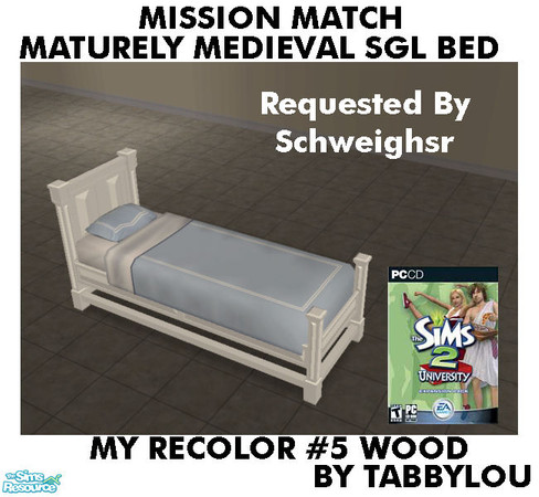 Sims 2 — TL - MM MaturelyMedievalSglBed Recolor05Wd by TabbyLou — My Recolor #5 Wood Recolor of Maturely Medieval Single