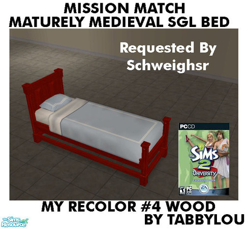 Sims 2 — TL - MM MaturelyMedievalSglBed Recolor04Wd by TabbyLou — My Recolor #4 Wood Recolor of Maturely Medieval Single