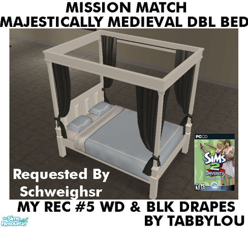 Sims 2 — TL - MM MajesticMedDblBed Recolor05BlkWd by TabbyLou — My Recolor #5 Wood & Black Drapes Recolor of