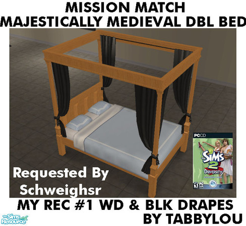 Sims 2 — TL - MM MajesticMedDblBed Recolor01BlkWd by TabbyLou — My Recolor #1 Wood & Black Drapes Recolor of