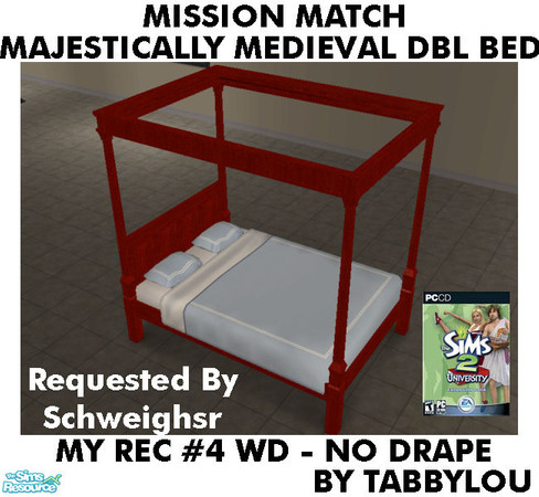 Sims 2 — TL - MM MajesticMedlDblBed-NoDrape Recolor04Wd by TabbyLou — My Recolor #4 Wood Recolor of Majestically Medieval