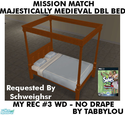 Sims 2 — TL - MM MajesticMedlDblBed-NoDrape Recolor03Wd by TabbyLou — My Recolor #3 Wood Recolor of Majestically Medieval