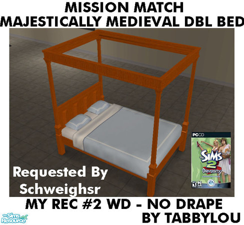 Sims 2 — TL - MM MajesticMedlDblBed-NoDrape Recolor02Wd by TabbyLou — My Recolor #2 Wood Recolor of Majestically Medieval