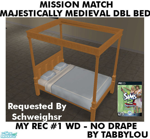 Sims 2 — TL - MM MajesticMedlDblBed-NoDrape Recolor01Wd by TabbyLou — My Recolor #1 Wood Recolor of Majestically Medieval