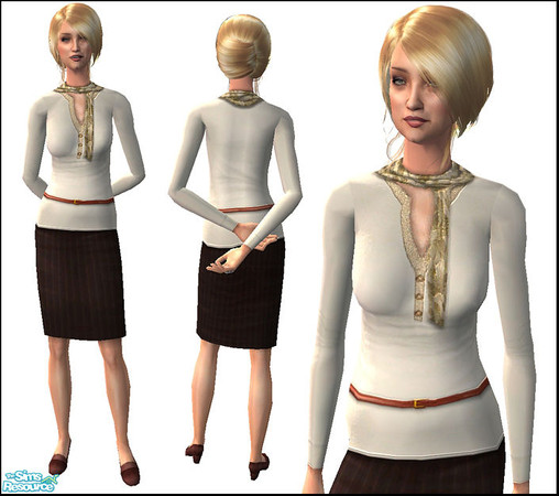 Sims 2 — Expression - Brown with white by confide — Don\'t forget to download Mesh_confideElderMidDresshoes_mar08.