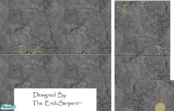 Sims 2 — Black Marble Set With Gold Embossed Adornments by eriduserpent — This is a very beautiful set...very sexy yet