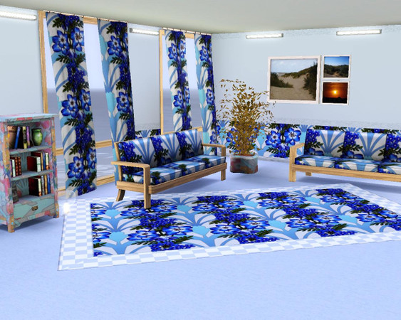 Sims 3 — marcorse_tresblu by marcorse — Very big, very bold and very blue - that is the floral pattern, Tresblu.