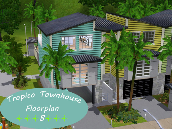 Sims 3 — Tropico Townhouse-Floorplan B by comet65 — A perfect townhouse for an individual just starting out in life, has