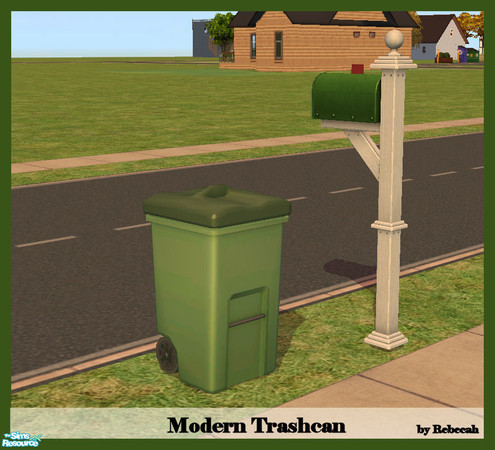 Sims 2 — Modern Outside Trash Can - Green Recolor by rebecah — This trashcan may be used to replace the in game outdoor
