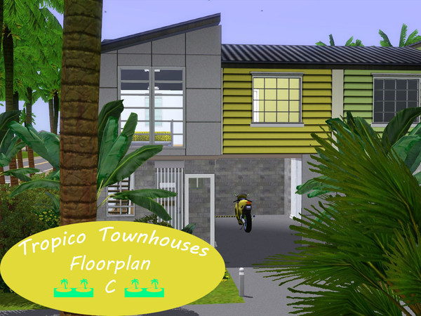 Sims 3 — Tropico Townhouse-Floorplan C by comet65 — Don't want a cramped loft? how about this nice single's townhouse,