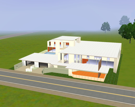 Sims 3 — Modern Home : Modo by joebax — 3 bath, 3 bedroom, 1 sunroom, 2 patio areas, 1 free area, 1 garage The garage