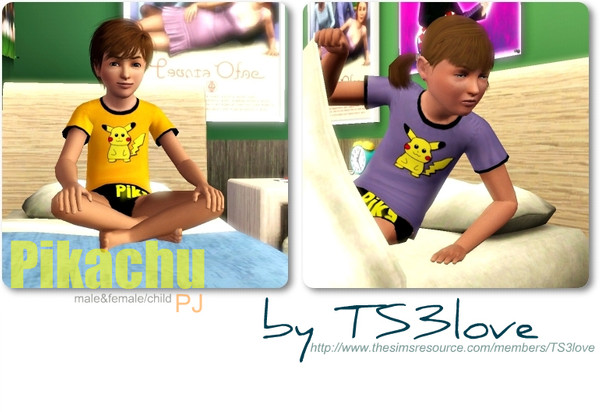 Sims 3 — Pikachu BOTTOM/PJ by TS3love — This is the BOTTOM. This is a Pikachu PJ set, which I had to upload separately